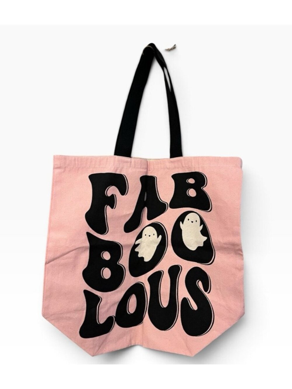 Pink XL Halloween Ghost FaBooLous Boo Fabulous Canvas Tote Bag Candy Shopper NWT